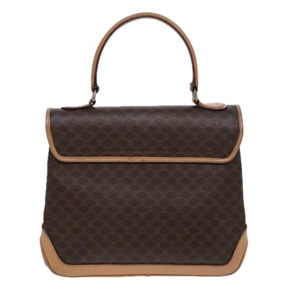 CELINE Macadam Canvas Hand Bag Pvc Leather Brown Gold - Picture 3 of 13